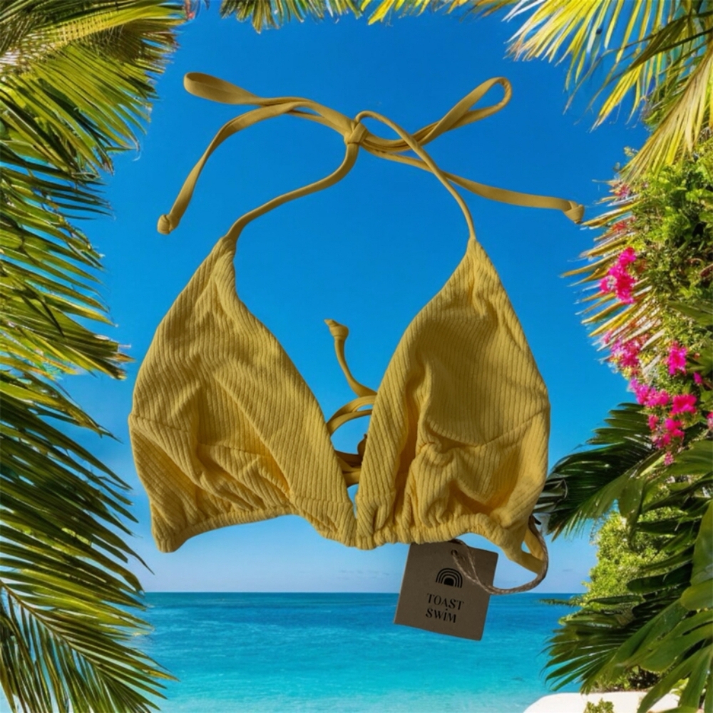 🎉 $45 NWT Toast Swim Signature Stitch Tri Bikini Top Size XL